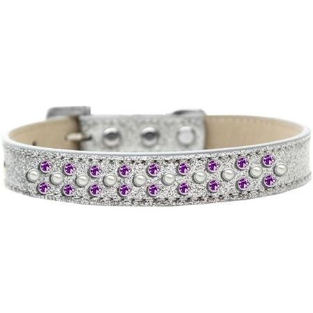 UNCONDITIONAL LOVE Sprinkles Ice Cream Pearl & Purple Crystals Dog CollarSilver Size 16 UN906173